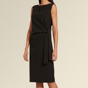 Donna Karan Black Sheath Dress with Side Waist Tie Knot Business Career Sz 8